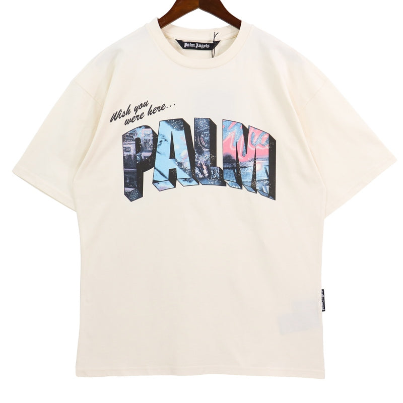Palm Angels Wish You Were Here Postcard Photo Fill Oversized T-Shirt