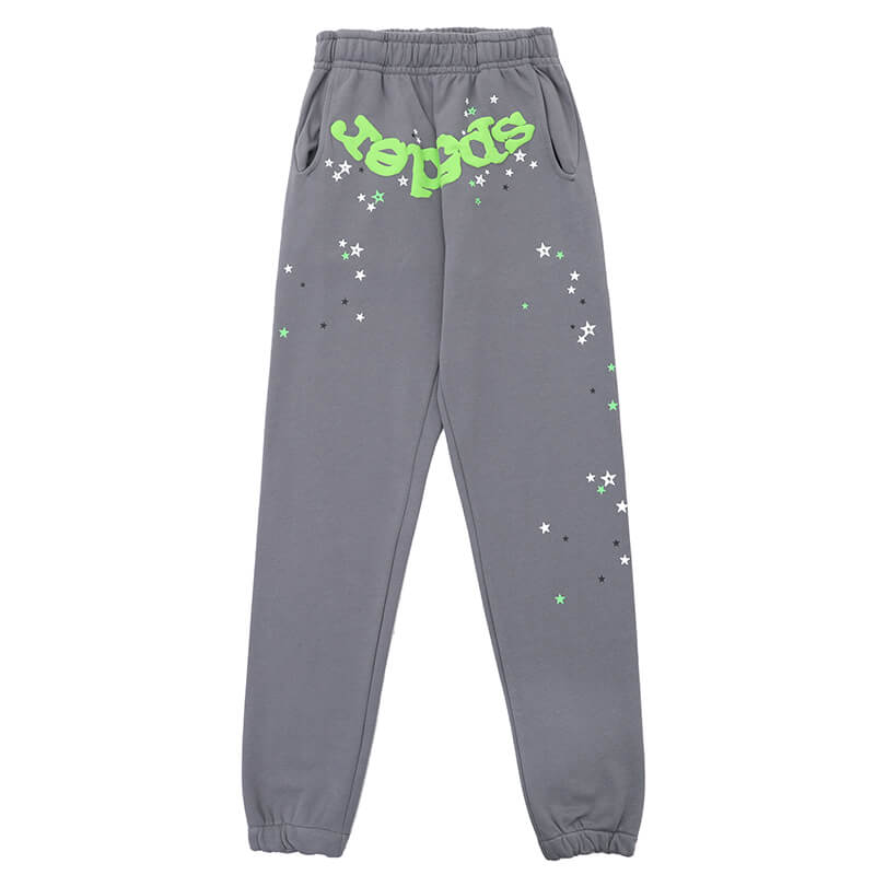 Sp5der Classic Flame Logo Graffiti Pant – Grey
