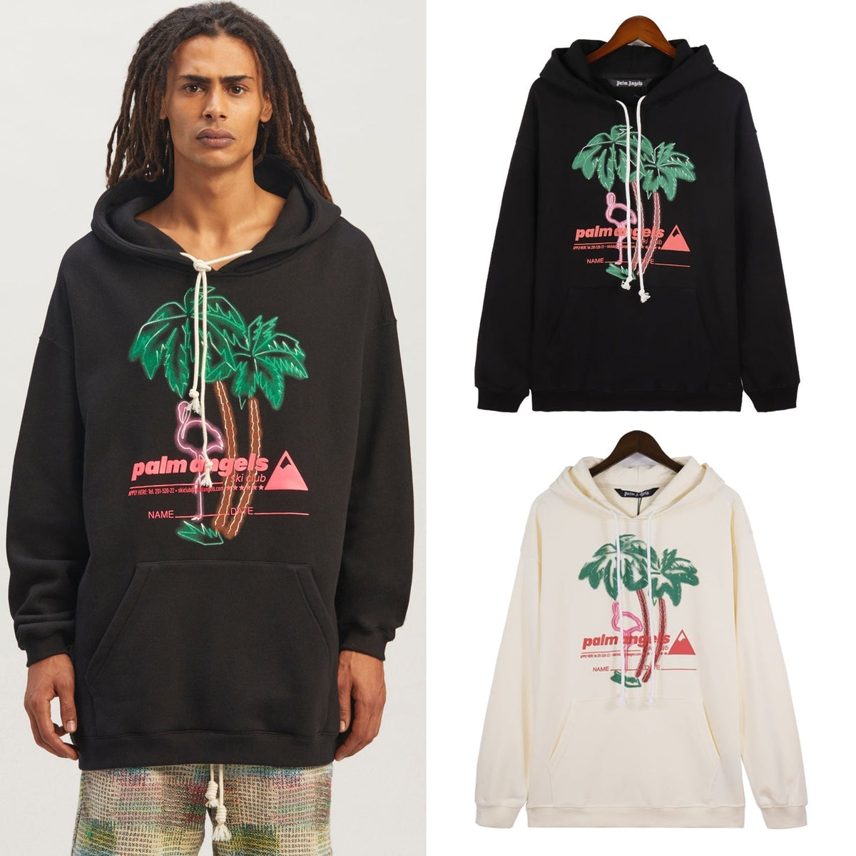 Palm Angels Hoodie – Men's Premium Cotton Hoodie | Black & Apricot