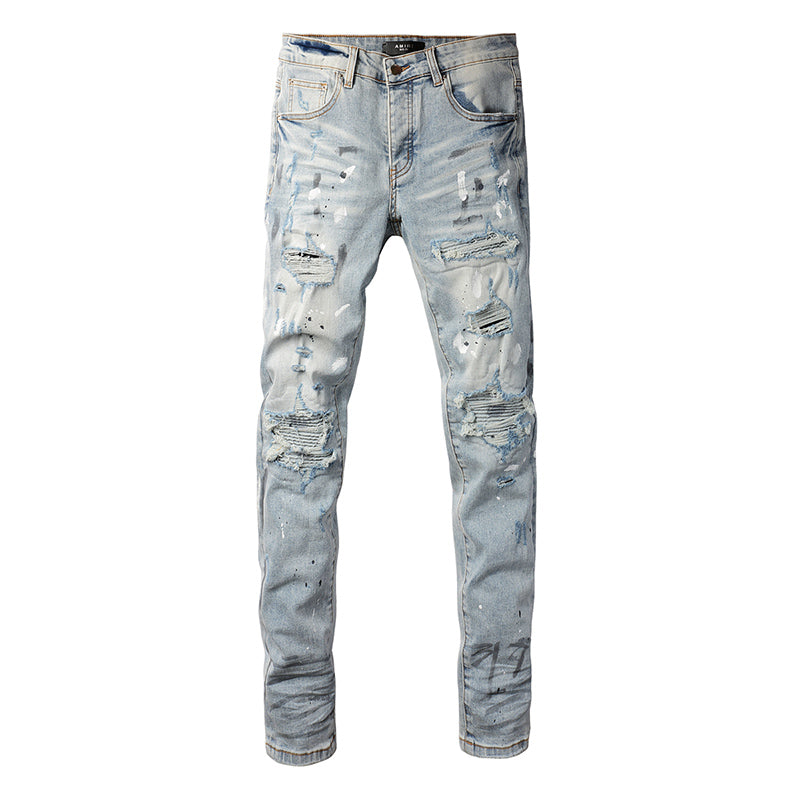 AMIRI Slim Jeans #8899 – Distressed Cotton Denim