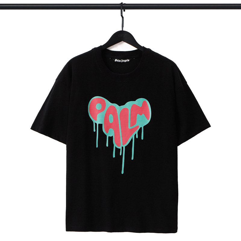 Palm Angels Dripping Heart PALM Graffiti Graphic T-Shirt