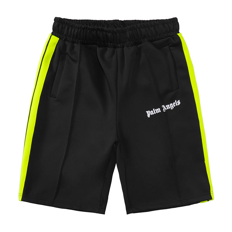 Palm Angels Sports Shorts – Fluorescent Green & Black Cotton Running Shorts