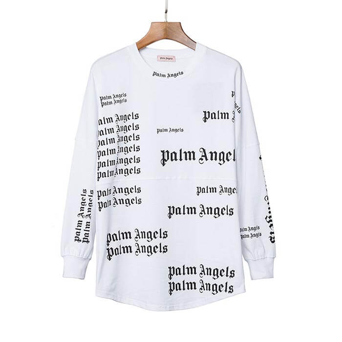 Palm Angels All-Over Logo Print Long Sleeve T-Shirt