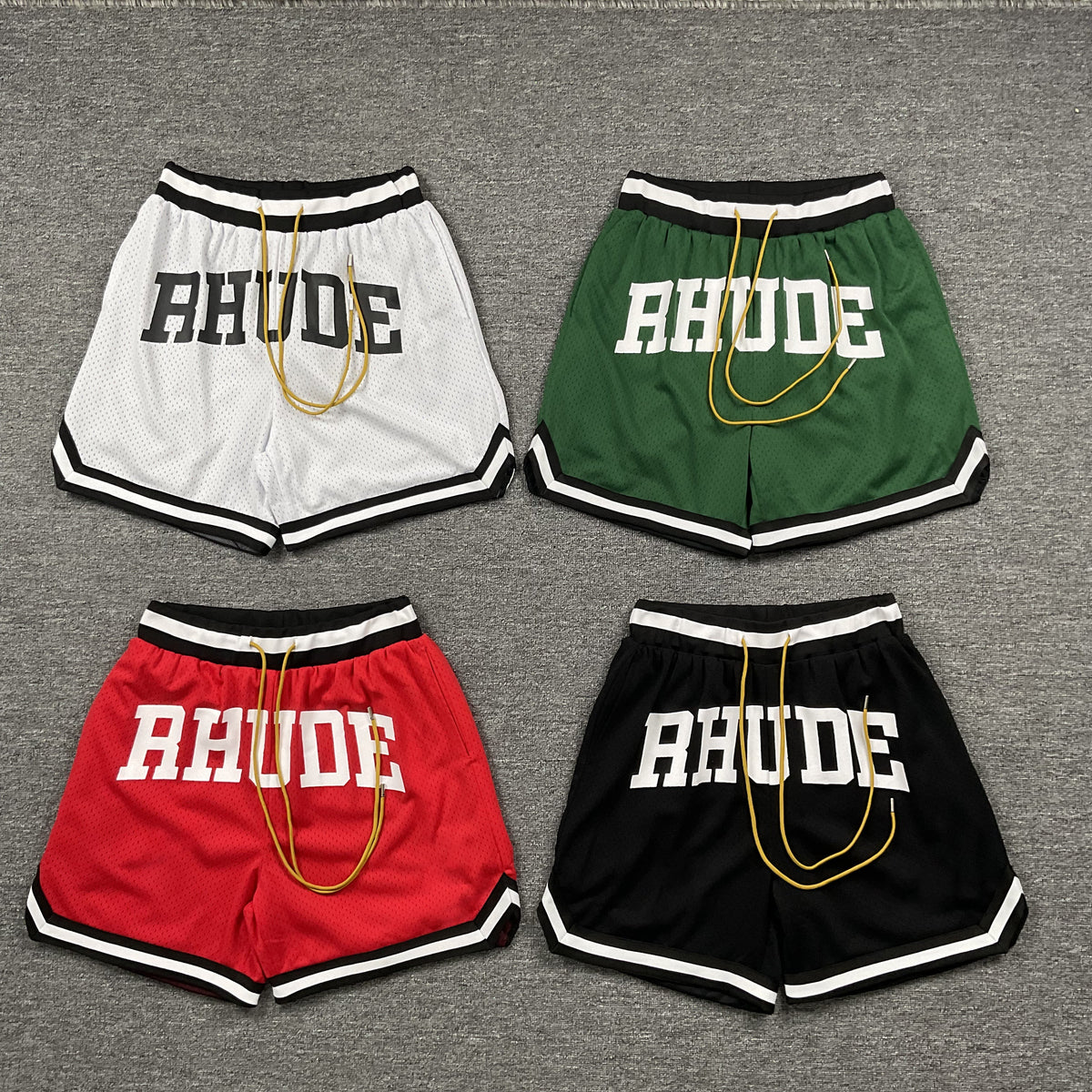 RHUDE Collegiate Arch Logo Mesh Basketball Shorts – Black