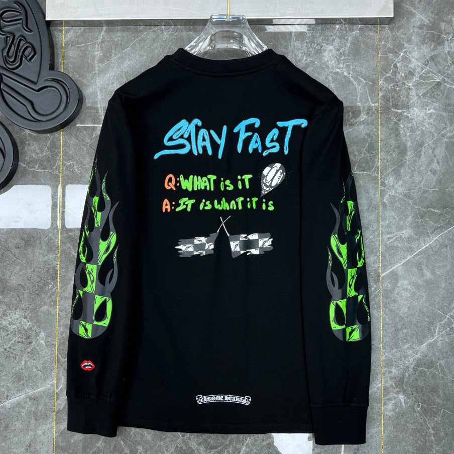 Chrome Hearts Graffiti Print Long Sleeve Tee – Black