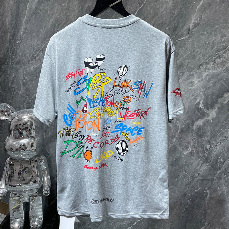 Chrome Hearts Matty Boy Brain Graffiti T-Shirt – Grey