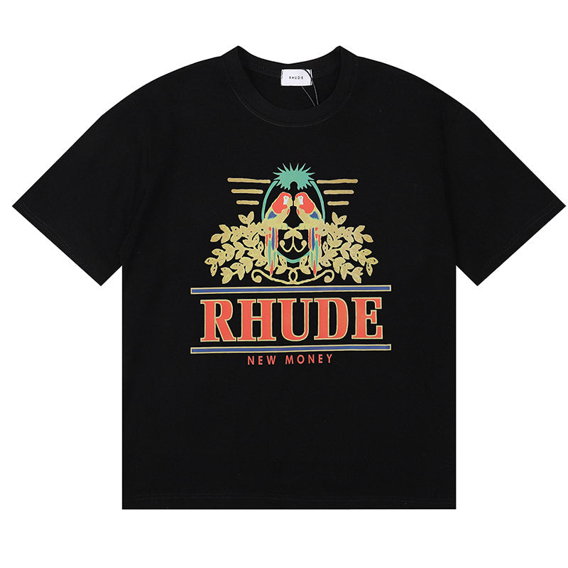 RHUDE New Money Parrot Graphic T-Shirt – Apricot / Black / White