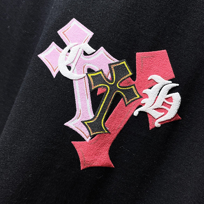 Chrome Hearts Rainbow Multi-Color Fleur Cross Explosion Tee – Black / White