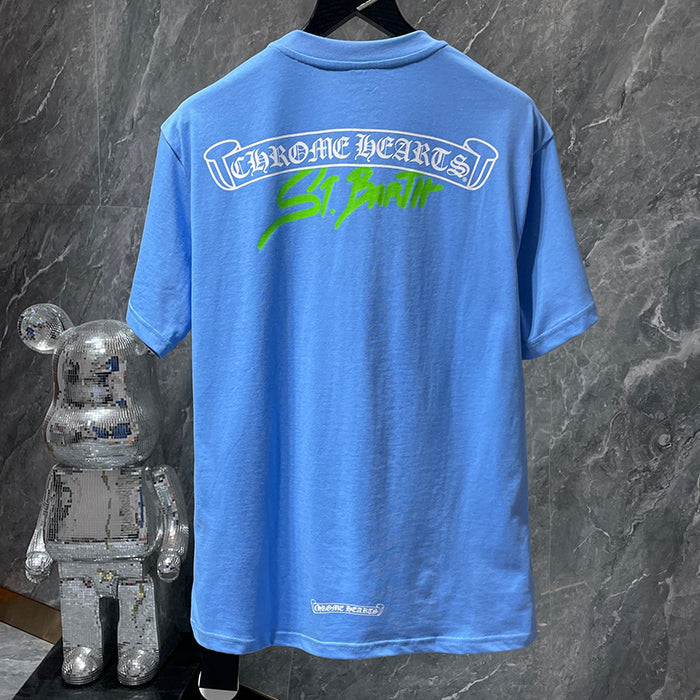 Chrome Hearts St. Barth Exclusive Scroll Banner Tee – Blue