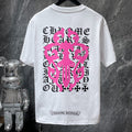 Chrome Hearts Pink Fleur Cross Gothic Repeat Text Tee – White / Black