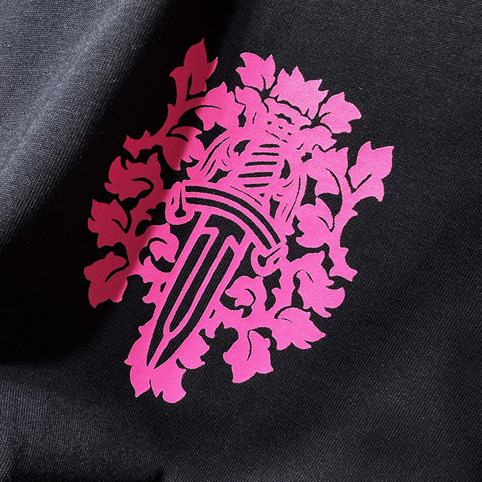 Chrome Hearts Pink Fleur Cross Gothic Repeat Text Tee – White / Black