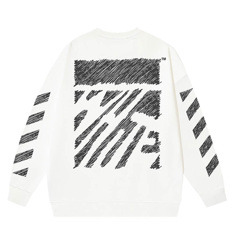 Off-White Scribble Diagonal Boxy Crewneck Sweatshirt