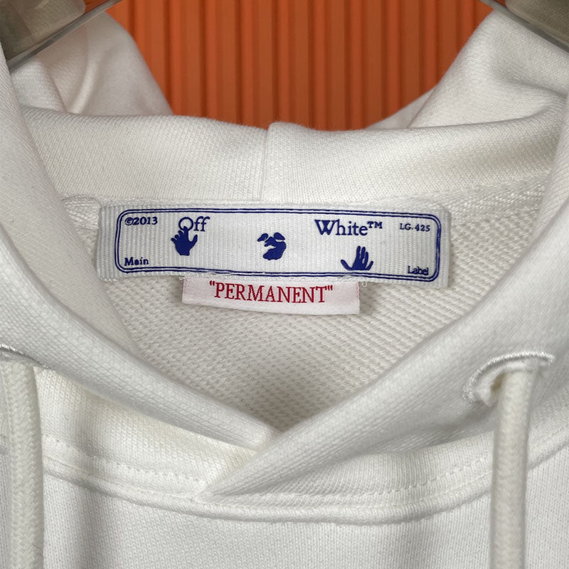 OFF WHITE Colorful Graffiti Letters Pattern Hoodie – White