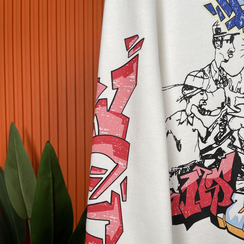 OFF WHITE Colorful Graffiti Letters Pattern Hoodie – White