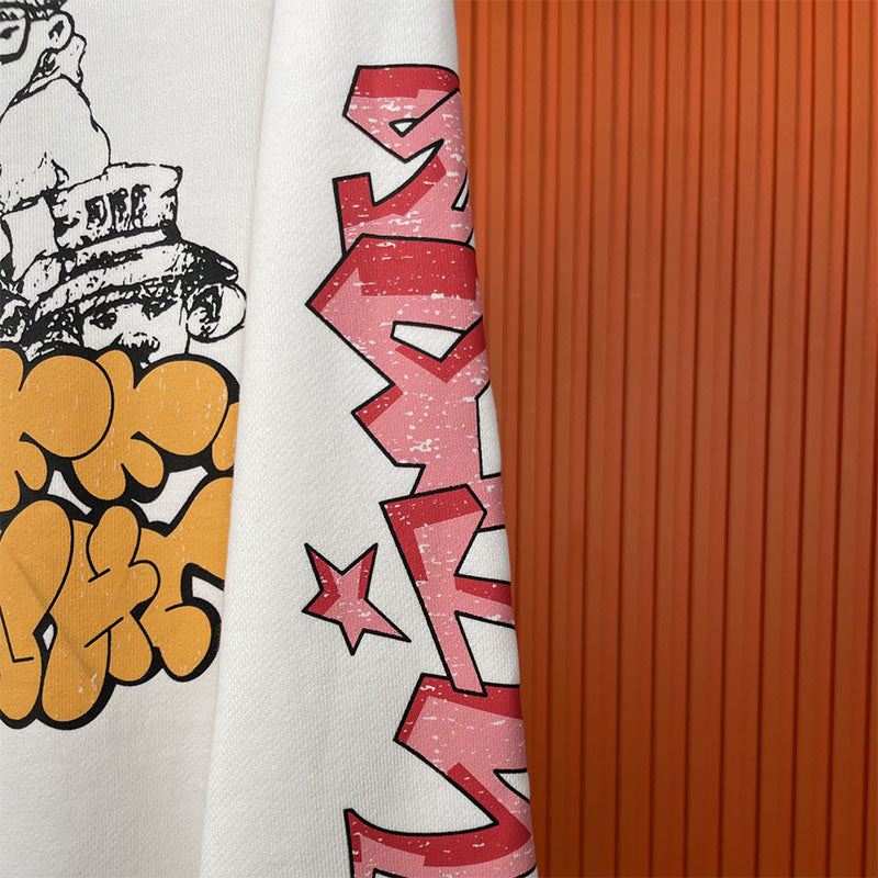 OFF WHITE Colorful Graffiti Letters Pattern Hoodie – White
