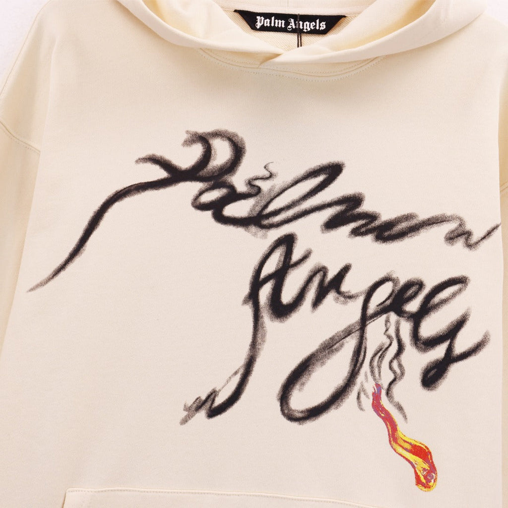 Palm Angels Foggy PA Cotton Hoodie – Beige Men's Logo Hoodie