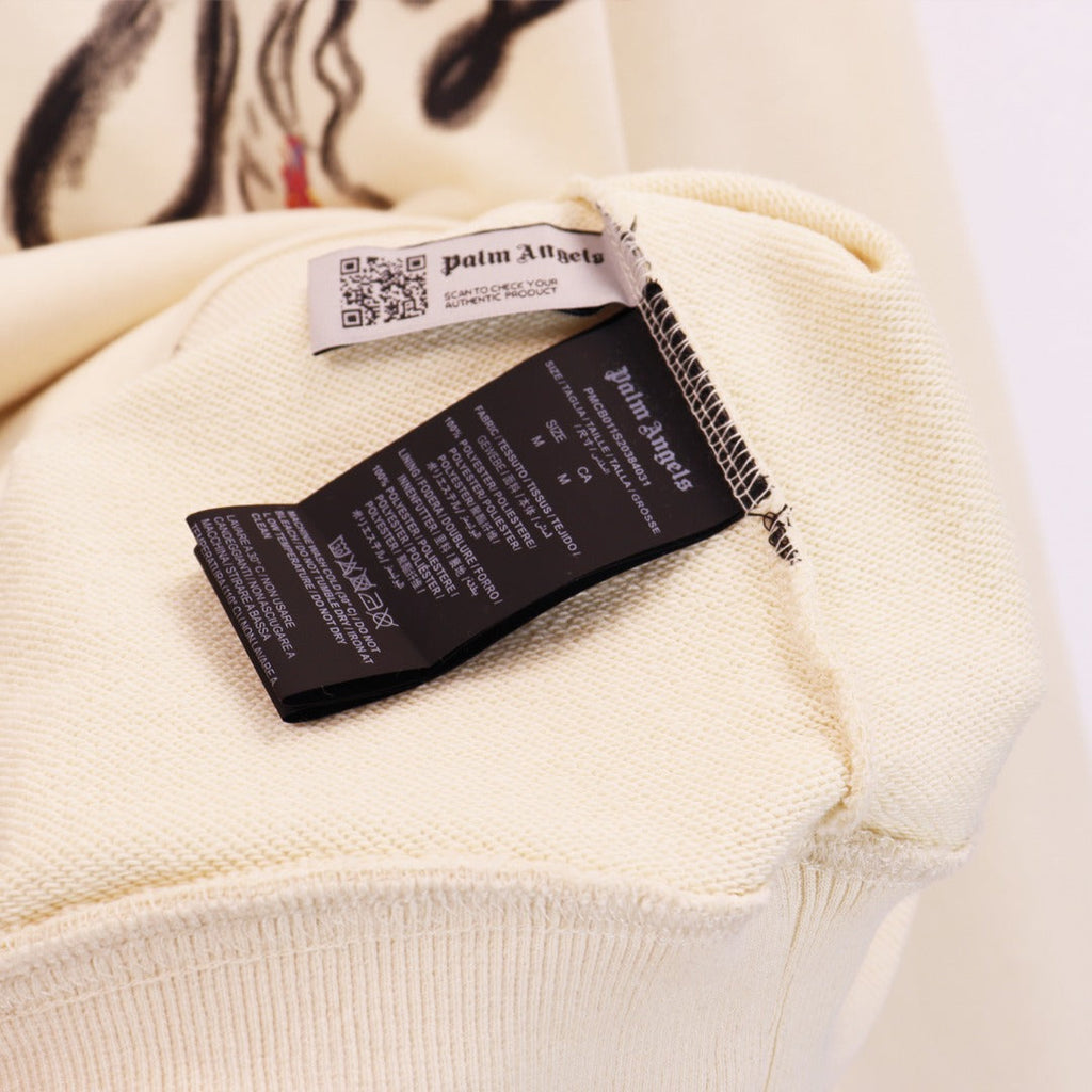 Palm Angels Foggy PA Cotton Hoodie – Beige Men's Logo Hoodie