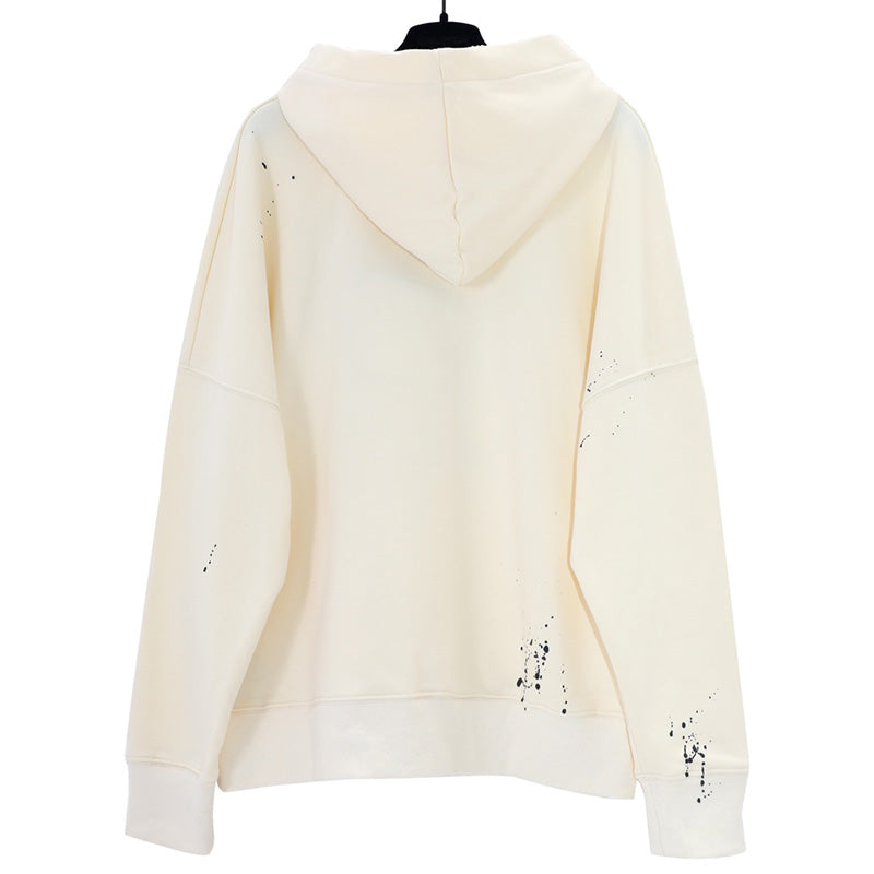 Palm Angels Paint Splatter Slogan Hoodie – Beige