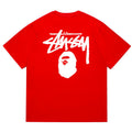 BAPE x Stussy Basic Pigment Dyed Tee - Red & Pink