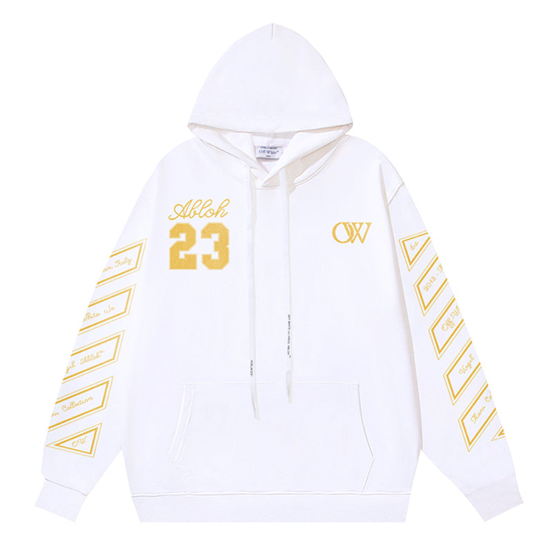 Off-White Abloh "23" Skate Hoodie – White Gold Varsity Print