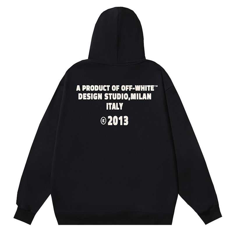 OFF-WHITE Black Hoodie with Crystal Print