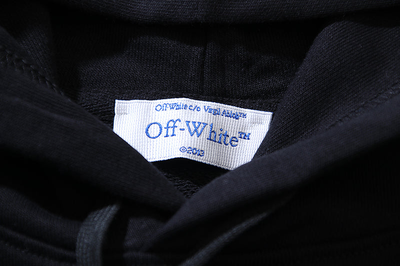 OFF-WHITE Black Hoodie with Crystal Print