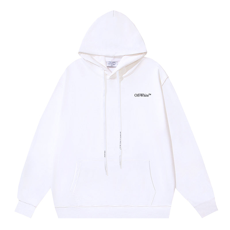Off-White Logo Drawstring Hoodie – Fleece-Lined Streetwear Essential