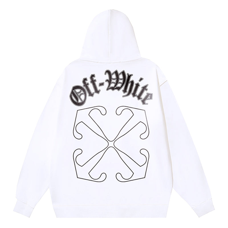 Off-White Logo Drawstring Hoodie – Fleece-Lined Streetwear Essential