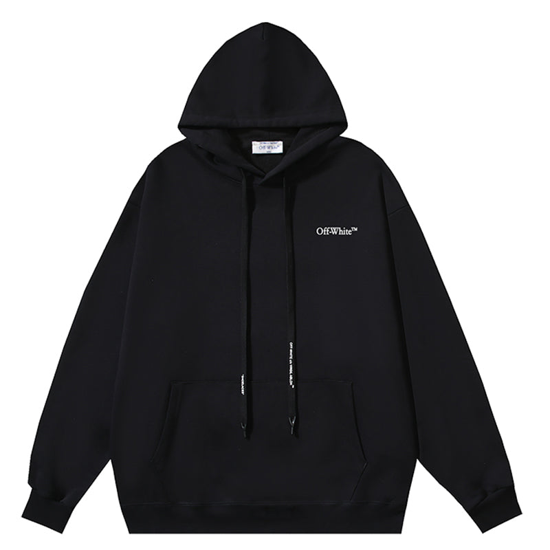 Off-White Logo Drawstring Hoodie – Fleece-Lined Streetwear Essential
