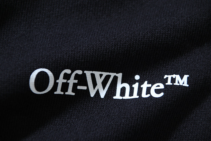 Off-White Logo Drawstring Hoodie – Fleece-Lined Streetwear Essential