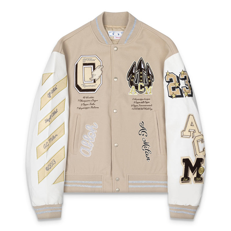 Off White AC Milan Patch Varsity Jacket – Hip Hop Loose Fit