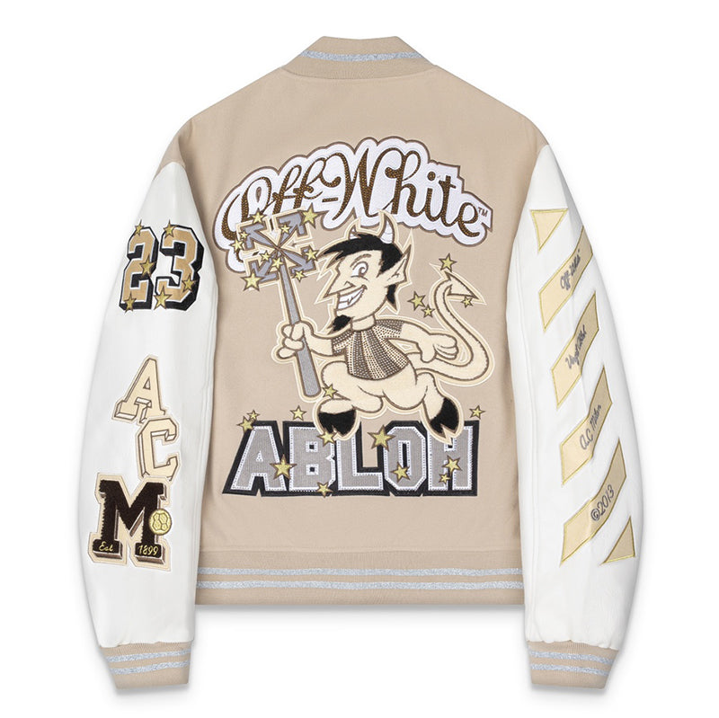 Off White AC Milan Patch Varsity Jacket – Hip Hop Loose Fit
