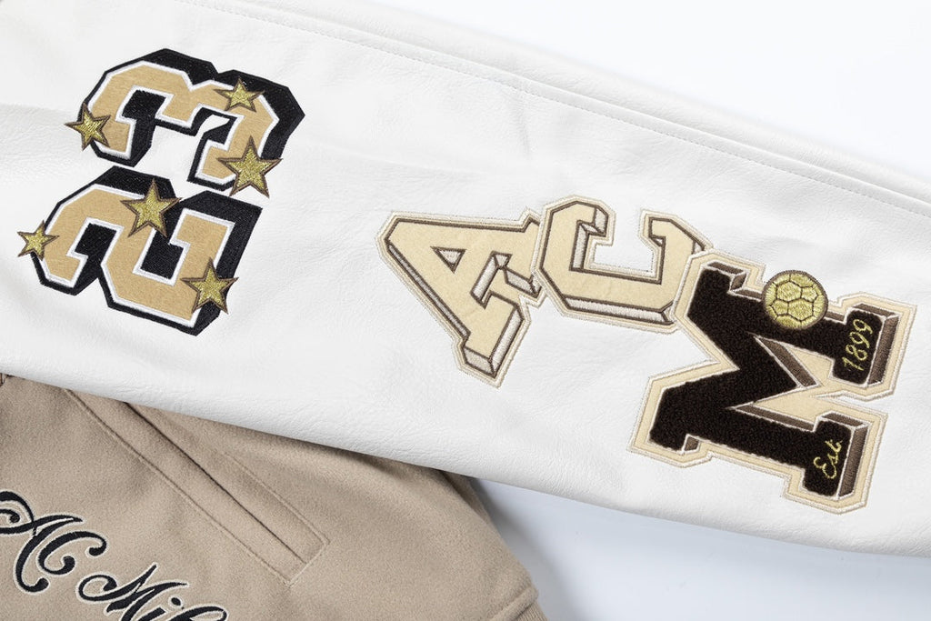 Off White AC Milan Patch Varsity Jacket – Hip Hop Loose Fit