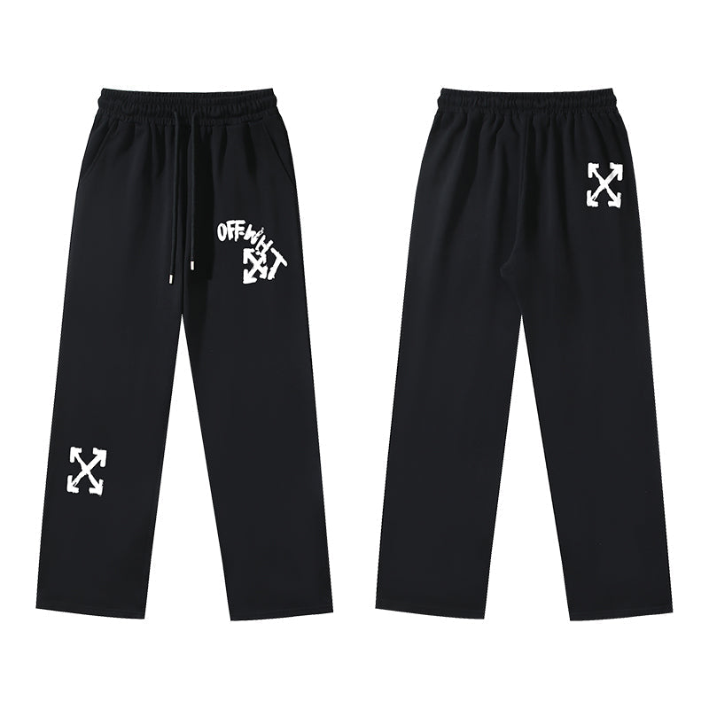 OFF-WHITE Arrow Logo Straight-Leg Casual Pants