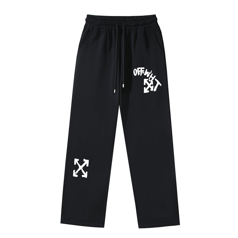 OFF-WHITE Arrow Logo Straight-Leg Casual Pants