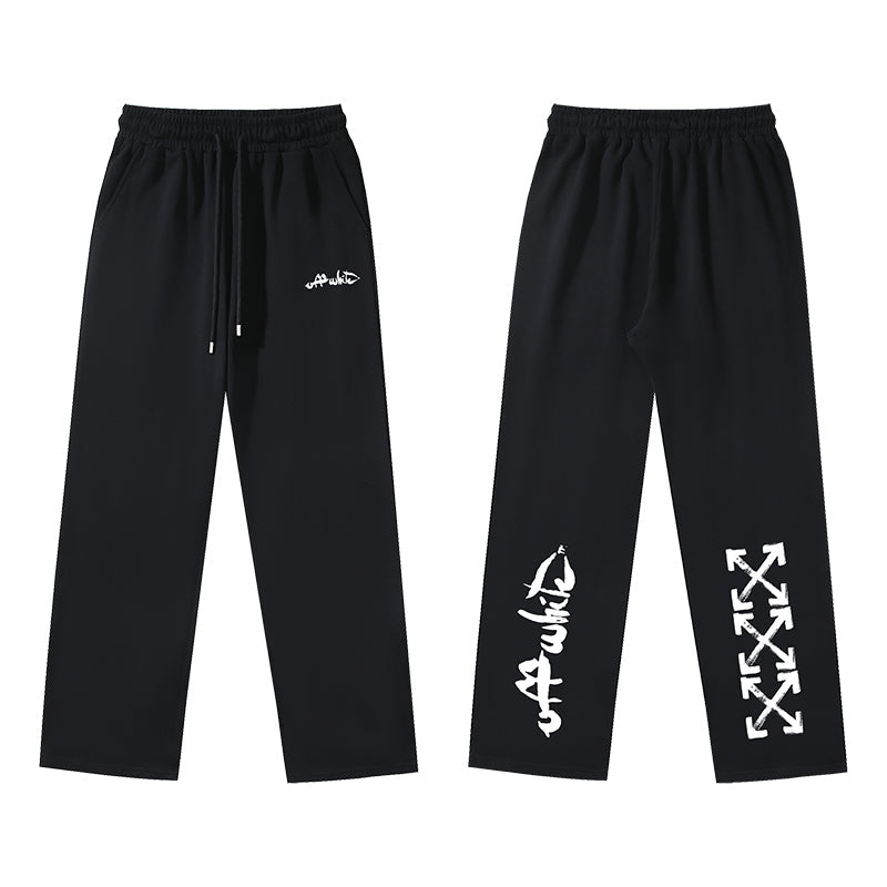 OFF-WHITE Cursive Script & Brushstroke Arrow Straight-Leg Pants