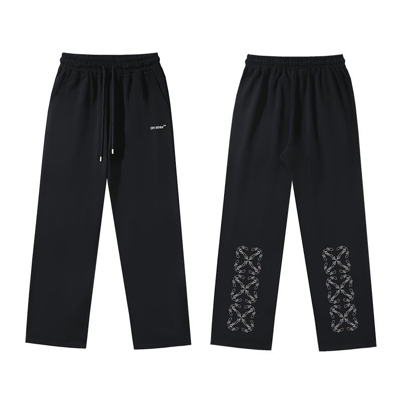 Off-White Arrow Print Casual Trousers – Straight Loose Fit