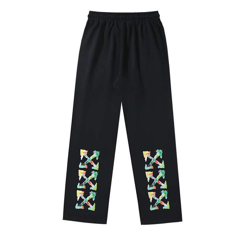 Arrow Graphic Print Casual Trousers – Loose Straight Leg Sweatpants