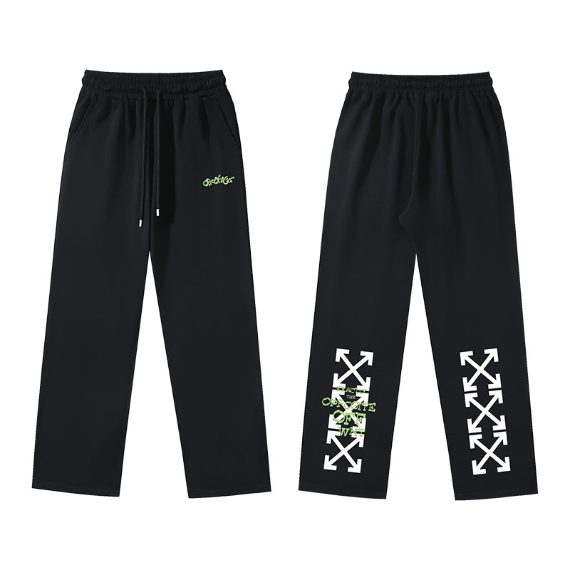 Off-White Arrow Print Casual Trousers – Straight Loose Fit (Style #1072)