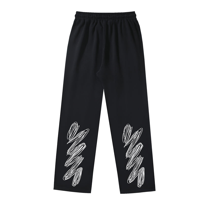 Off White Striped Wave Print Pants