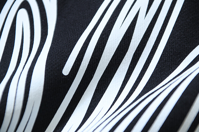 Off White Striped Wave Print Pants