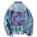 OFF-WHITE Hand-Drawn Doodle Arrow Distressed Denim Jacket