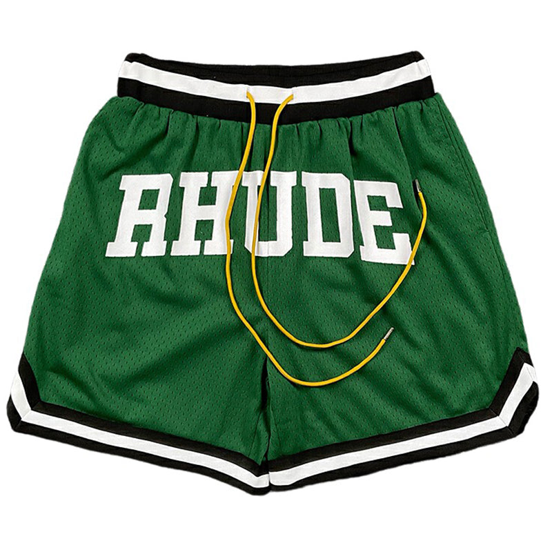 RHUDE Collegiate Arch Logo Mesh Basketball Shorts – Green