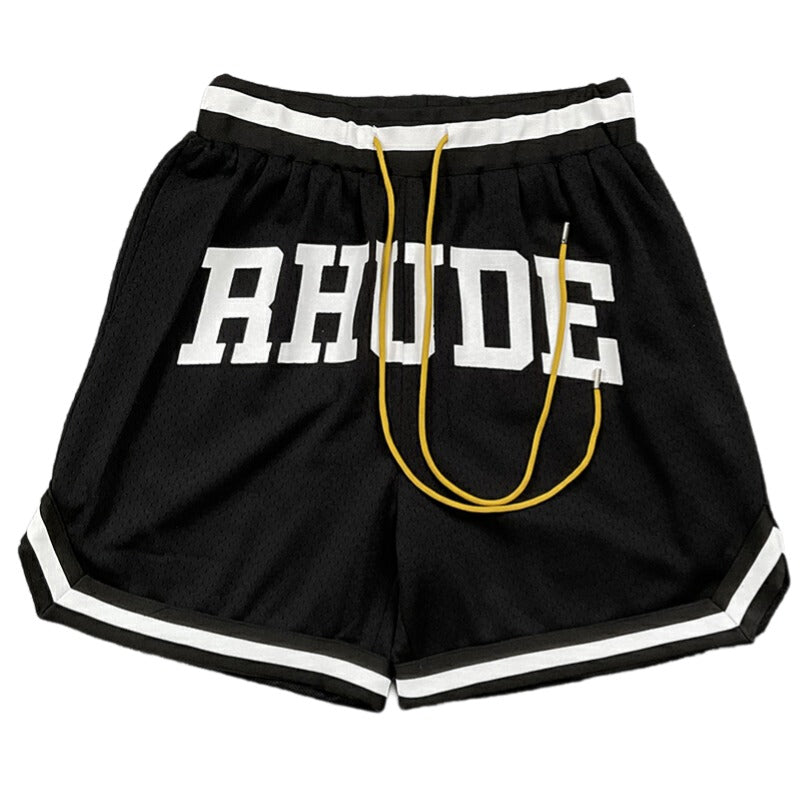 RHUDE Collegiate Arch Logo Mesh Basketball Shorts – Black