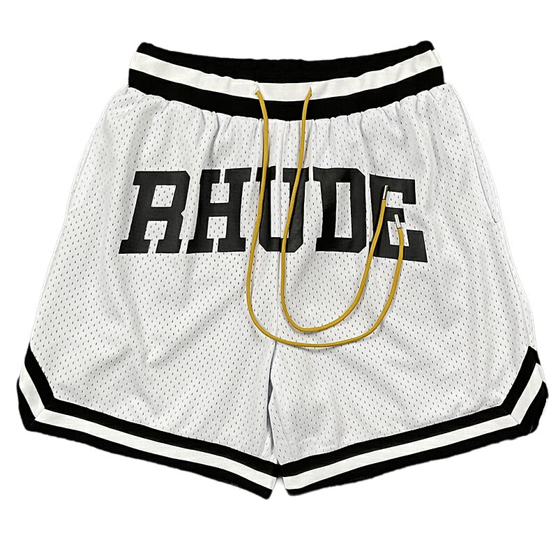 RHUDE Collegiate Arch Logo Mesh Basketball Shorts – White
