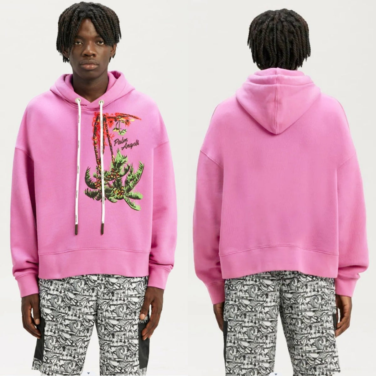 Palm Angels Hoodie – Men's Premium Cotton Hoodie | Pink & Black