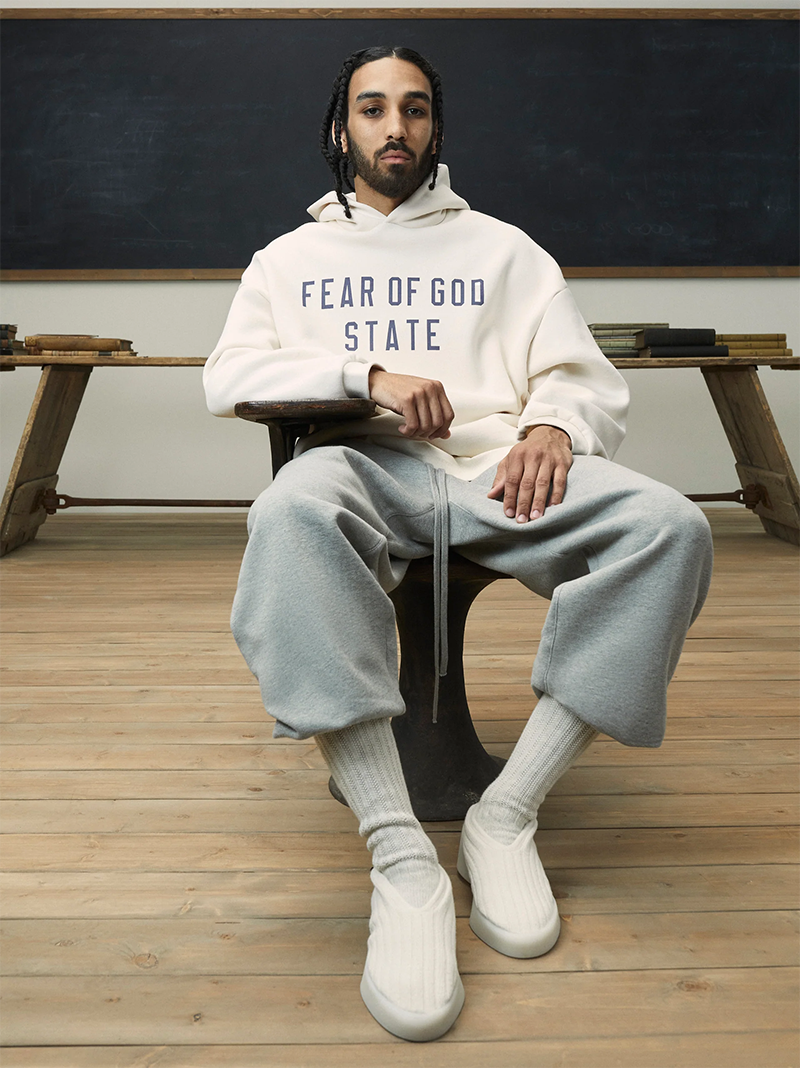 Fear Of God STATE Fleece-Lined Hoodie 24FW – Black / White / Grey