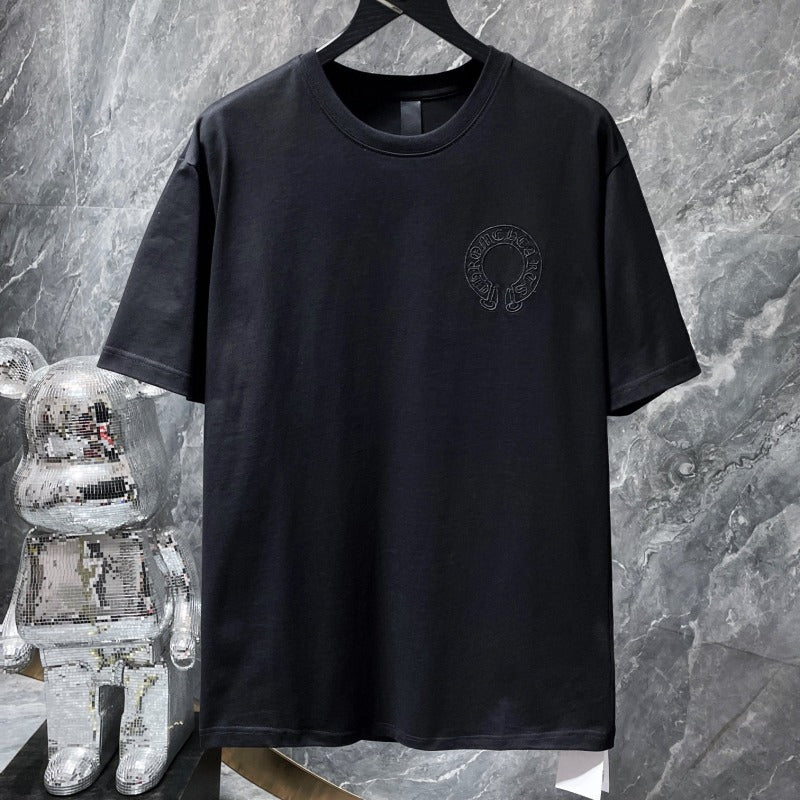 Chrome Hearts Oversized Tonal Fleur Cross Appliqué Tee – Black / White / Grey