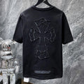 Chrome Hearts Oversized Tonal Fleur Cross Appliqué Tee – Black / White / Grey