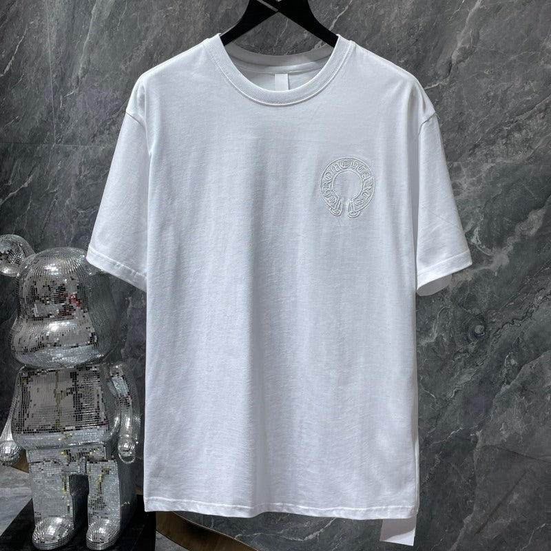 Chrome Hearts Oversized Tonal Fleur Cross Appliqué Tee – Black / White / Grey